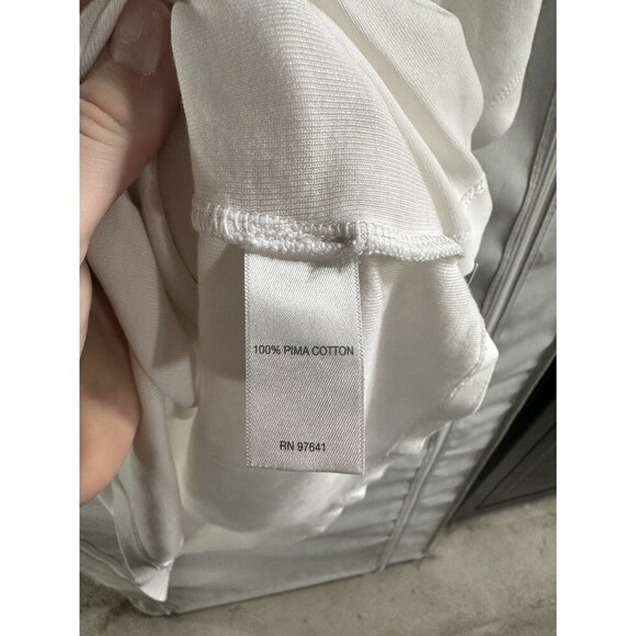 J Jill Women White Luxe Pima Relaxed Tee Medium Cotton Dolman Cap Sleeve - Picture 6 of 7